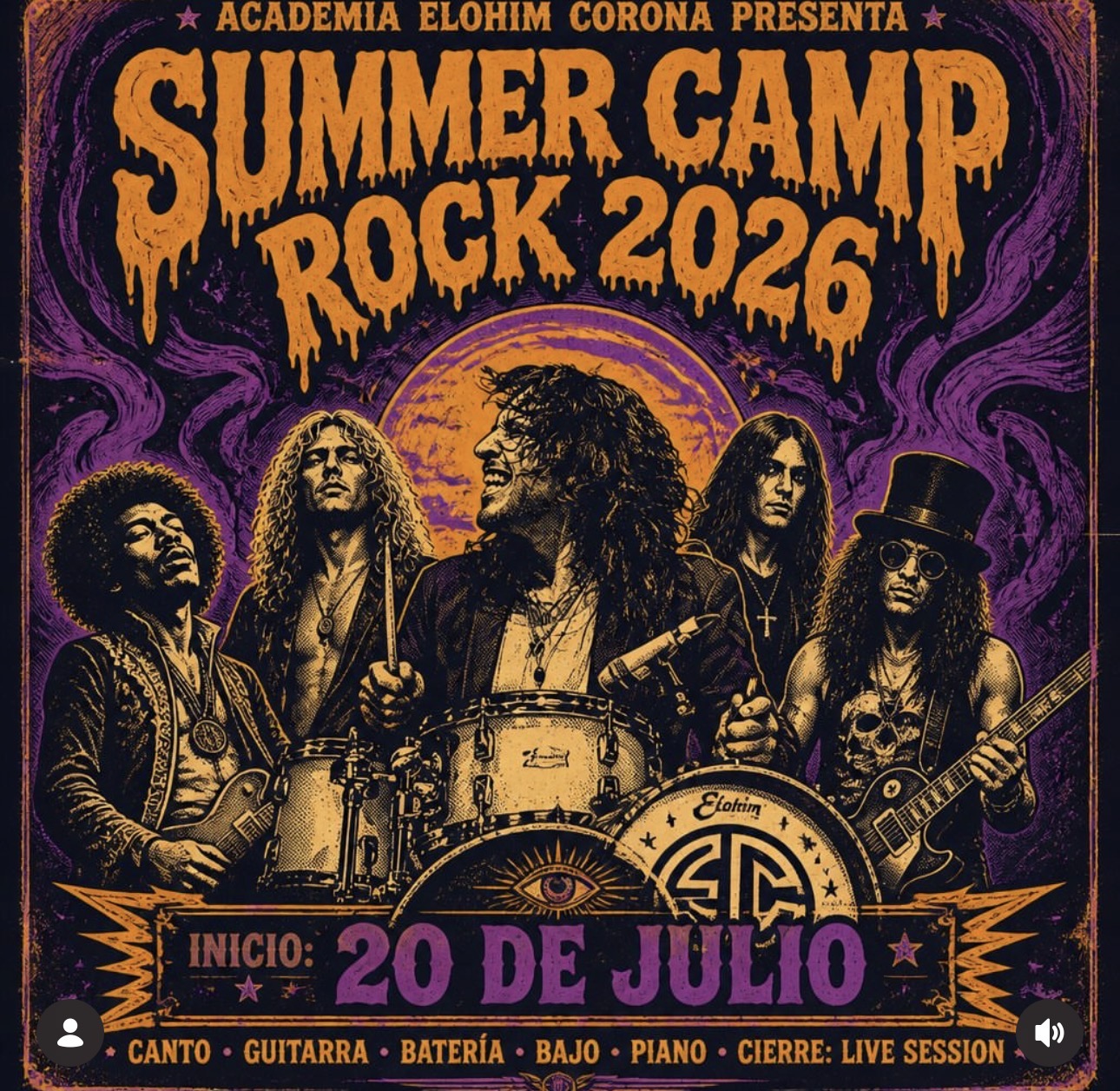 Cartel del Summer Camp Rock 2026 de la academia